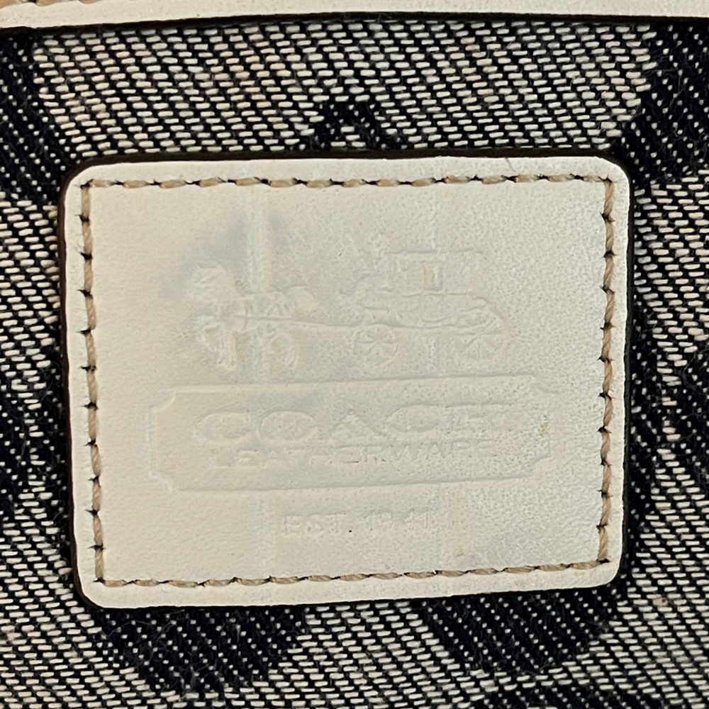 Vintage Coach Print cross body navy/white canvas strap - Picture 9 of 11